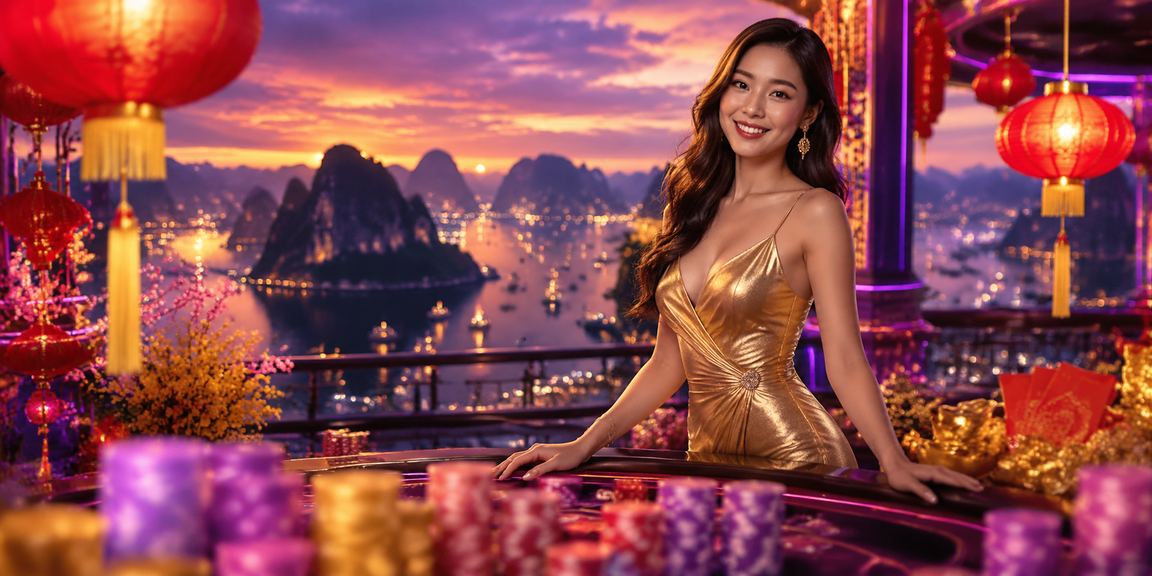 Phong bì đỏ và đèn lồng trang trí mang không khí lễ hội tại Vịnh Hạ Long – biểu tượng may mắn và thưởng lớn