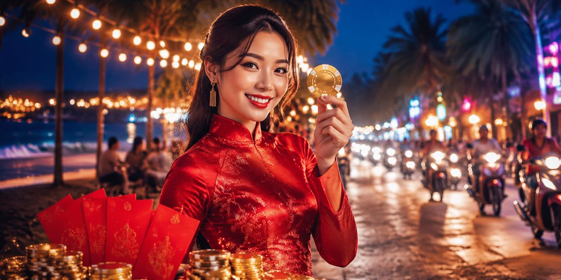 Cảnh Phú Quốc với không khí vui tươi, người dùng trải nghiệm cá cược thể thao trên điện thoại